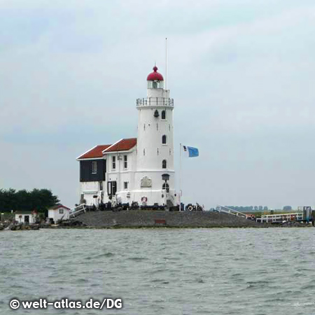 The lighthouse Paard van Marken of Marken peninsula, Markermeer in the region of Amsterdam