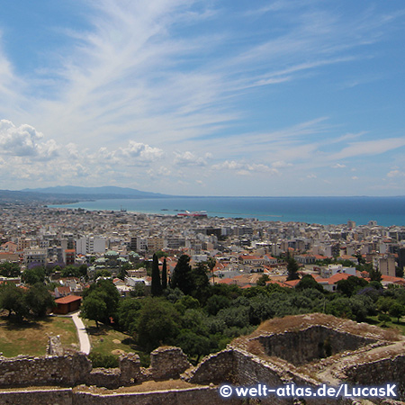 View from the castle of Patras towards the coast and harbor