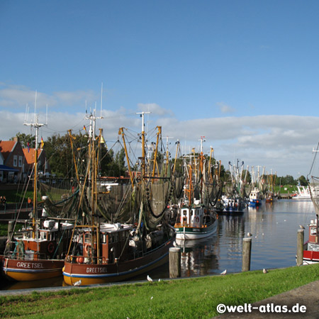 Krabbenkutter im Hafen von Greetsiel an der Leybucht