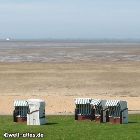 Nordstrand beach at low tide, peninsula of North Frisia 