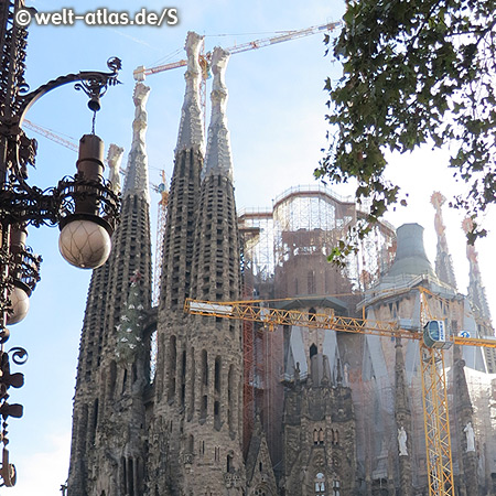 Landmark of the city and the most famous church in Barcelona, the Sagrada Familia - life work of the famous architect Antoni Gaudí