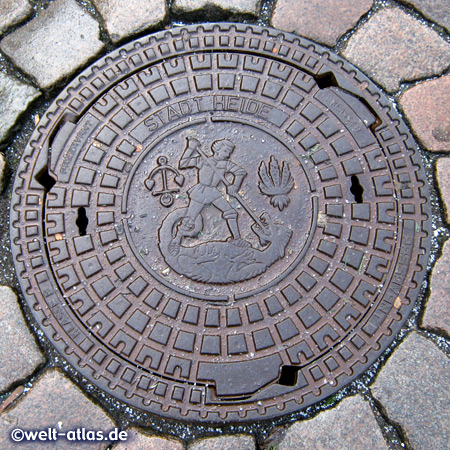 Manhole Cover with the Coat of Arms (St. Jürgen or Saint George) of Heide