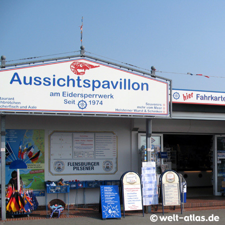 Aussichtspavillon und Restaurant, direkt auf der Grenze Nordfriesland/Dithmarschen