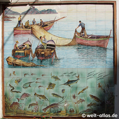 Amalfi, Fischerbild vor Fischhändler