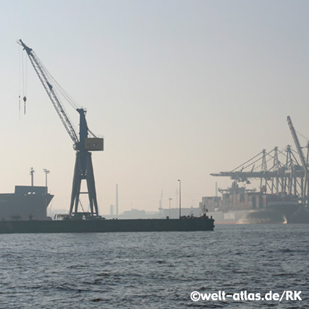 Elbe, Kräne, Hafen, Hamburg