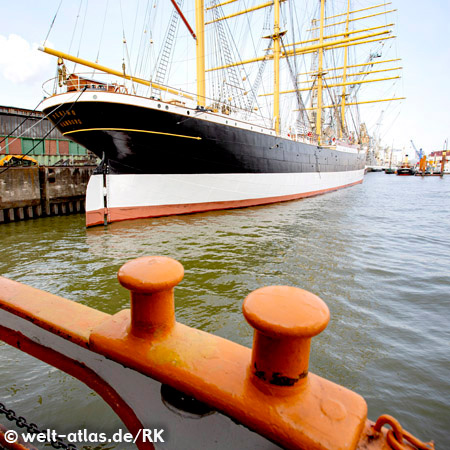 Four mast bark Peking at Bremer Kai, Hamburg, Germany