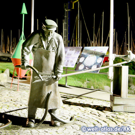 Eel fisher figur in Maasholm at the Schlei, north Germany
