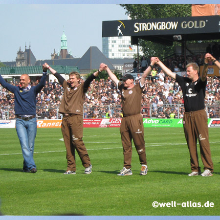 FC St. Pauli, Millerntor stadium, after the final game of season 08/09. Coach Holger Stanislawski and Co-Trainer André Trulsen