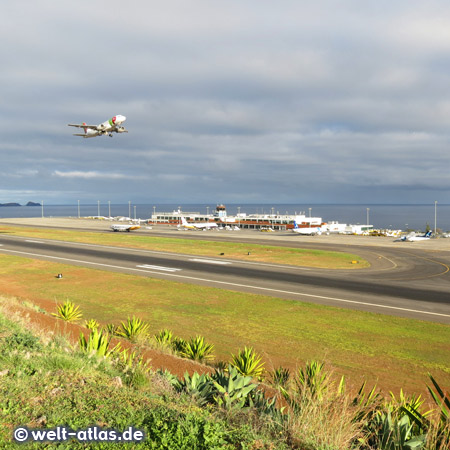 TAP airplane leaving Madeira Island