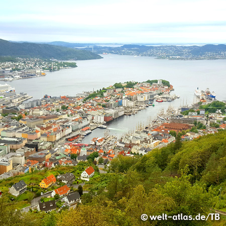 Blick auf Bergen vom Berg Floyen