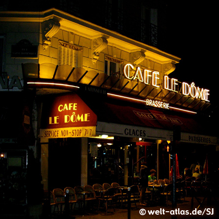 Café le Dome bei Nacht, Paris