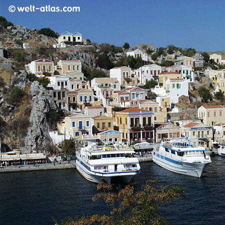 Insel Symi, Bootsausflug, Schwammtaucher, Hafen Gialós