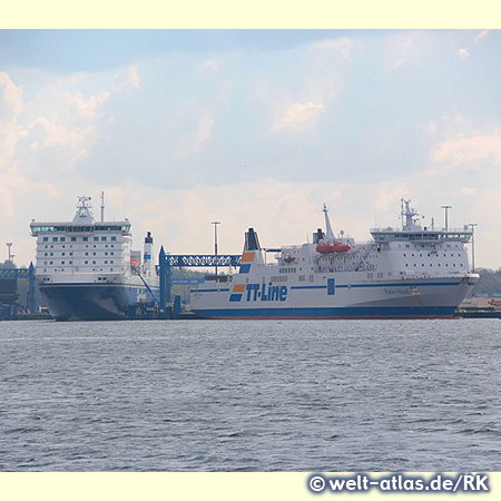 Ferry TT-Line at Skandinavienkai in Germany's largest Baltic ferry  port in Lübeck-Travemünde