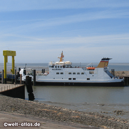 Ferry to Pellworm, Nordstrand, Strucklahnungshörn harbour, Schleswig-Holstein, Germany