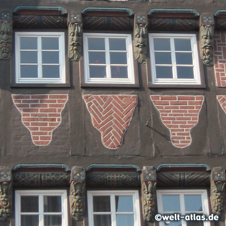 Detail einer schönen Fachwerkfassade in Buxtehude
