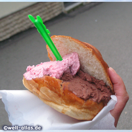 Sicilian ice-cream, gelato in a brioche