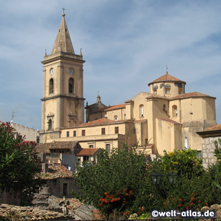 Chiesa Madre of Novara di Sicilia mountain village and typical small medieval town