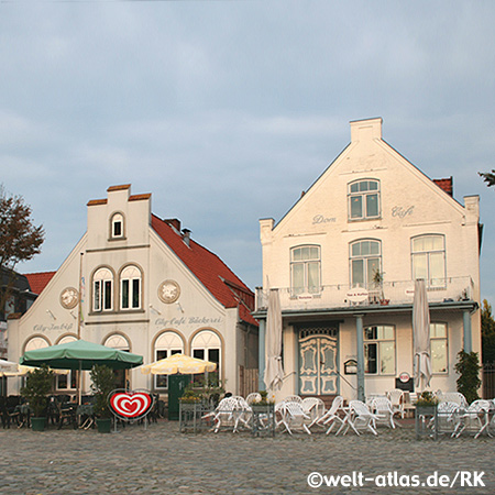 Market square in Meldorf, Dithmarschen, Germany
