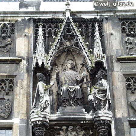 Facade details of Aachen Cathedral, Kaiserdom of Aachen, UNESCO world heritage site