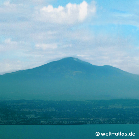 Before the landing in Catania - view to Mount Etna, the highest volcano in Europe, UNESCO World Heritage Site since June 2013, Sicily