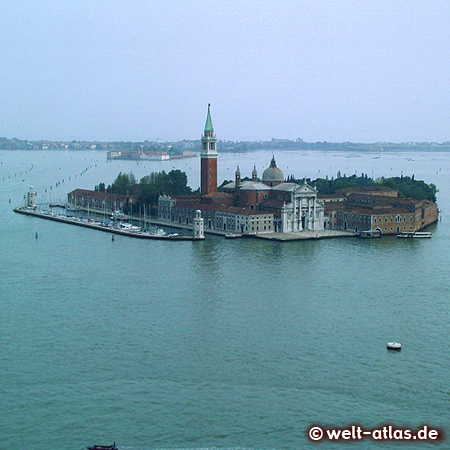 Blick auf San Giorgio Maggiore, Insel, Kirche und Kloster in der Lagune von Venedig, UNESCO-Welterbe