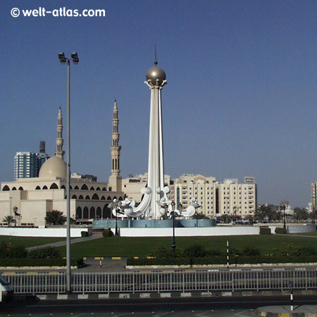 Sharjah, King Faisal Mosque and the Union monument