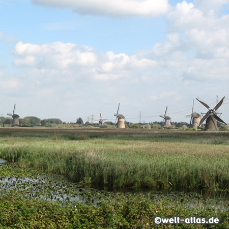 Windmühlen in Kinderdijk am Overwaard Polder, UNESCO Welterbestätten