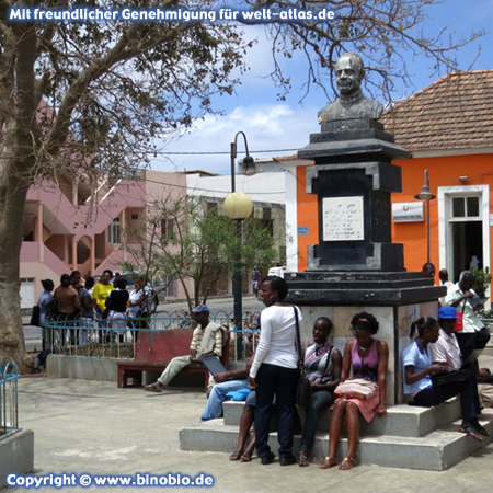 The main square Gustavo Monteiro in Assomada, the heart of Santiago, Cape Verde