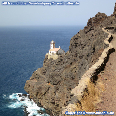 The old lighthouse of Dona Ana Maria at the Ponta do Farol on the island of Sao Vicente, Cape Verde