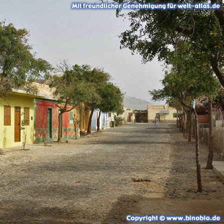 Street in the small town of Fundo das Figueiras, Boa Vista, Cape Verde