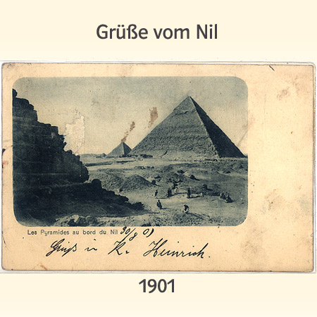 alte Postkarte, Pyramiden(Les Pyramides au bord du Nil -Die Pyramiden am Nil)