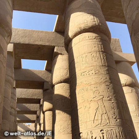 Hypostyl hall columns in temple of Amun Re, Karnak, Egypt