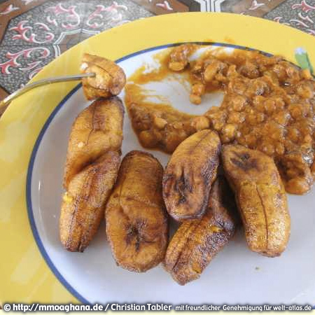 Ghanaische Küche, gebratene Bananen (Hilfe für Ghana, http://mmoaghana.de)