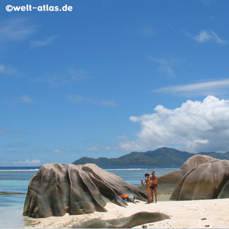 Granitfelsen der Anse Source d´Argent, einer der Traumstrände der Seychellen