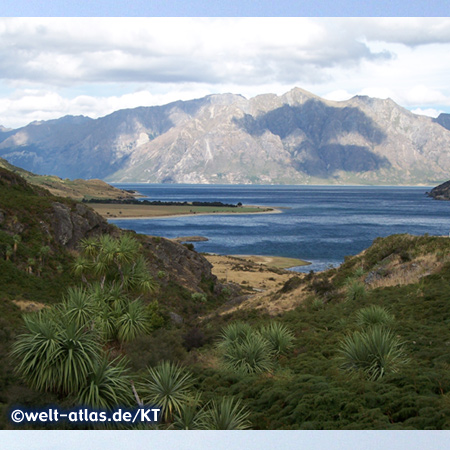 Lake Hawea in der Region Otago, beliebtes Urlaubsziel