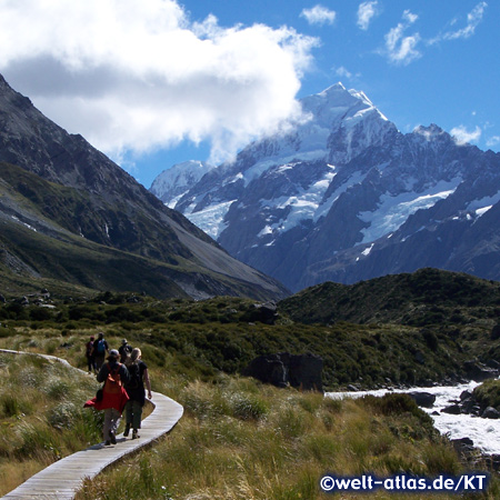 Auf dem Hooker Valley Track zum Mount Cook 