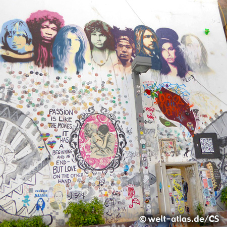 Wandmalerei in Florentin, ein angesagter Stadtteil von Tel Aviv, Israel