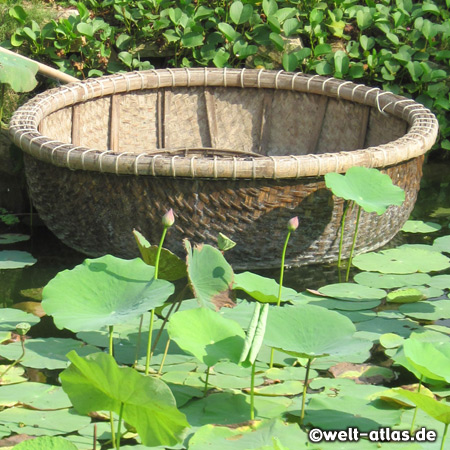 Traditionelles Korbboot, Phu Quoc, Vietnam