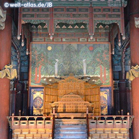 Thron im Changdeokgung, Palast der glänzenden Tugend, Königspalast in Seoul