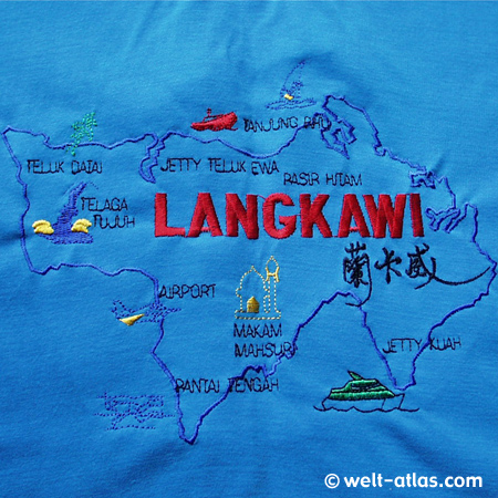 T-shirt with map Langkawi, Malaysia