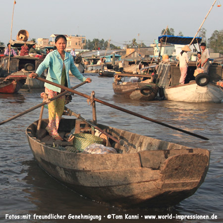 Schwimmender Markt im Mekong-Delta