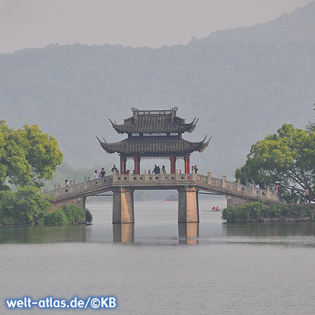 Beautiful bridge on West Lake in Hangzhou