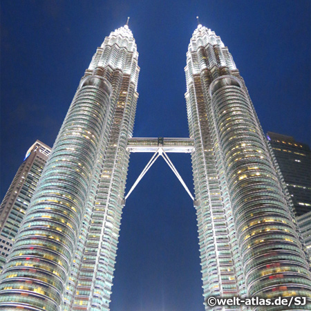 The Petronas Towers in Kuala Lumpur, tallest buildings in the world until 2004 