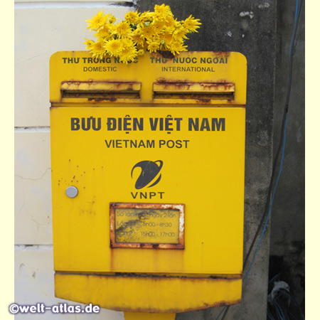 Vietnam Post, letter box and flowers