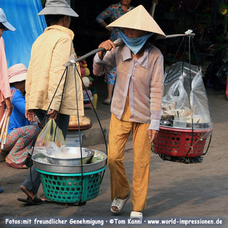 street vendor woman with her kitchen, Vietnam