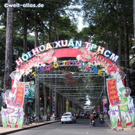 During the Tet holidays many roads are changing to parks. Tet is the most important holiday celebrated in Vietnam