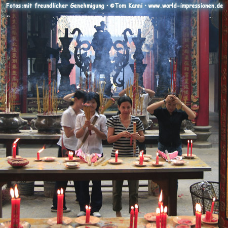 inside Thien Hau Pagoda in Ho Chi Minh City, Vietnam