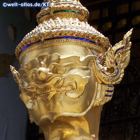 Wat Phra Kaew, Kopf eines Tempelwächters (Detail)