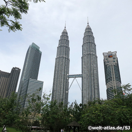 Menara Petronas and Maxis Tower, skyscrapers of Kuala Lumpur City Centre