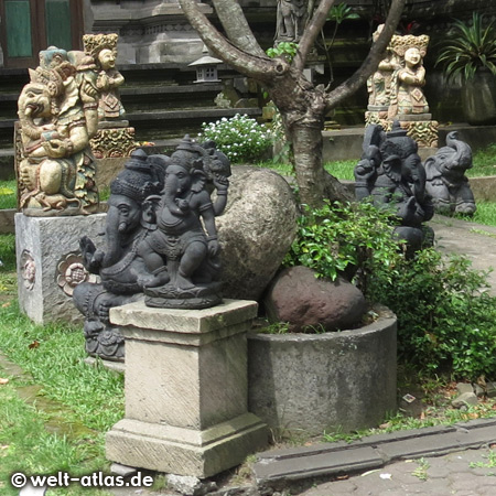 Crafts of stonecutters along the streets of Bali